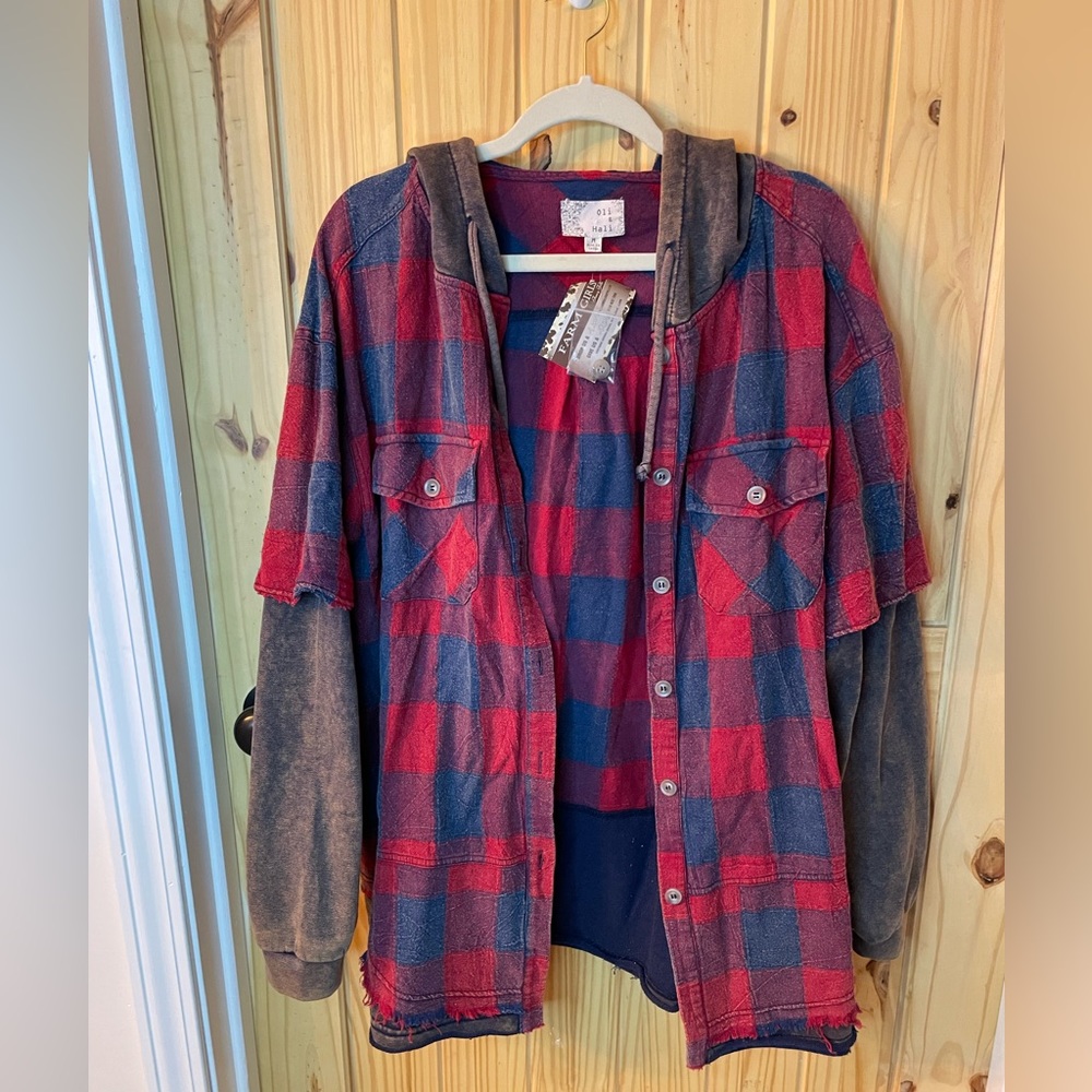 NWT Farm Girls Oli & Hali Hooded Shacket, Size Medium, Oversized Fit